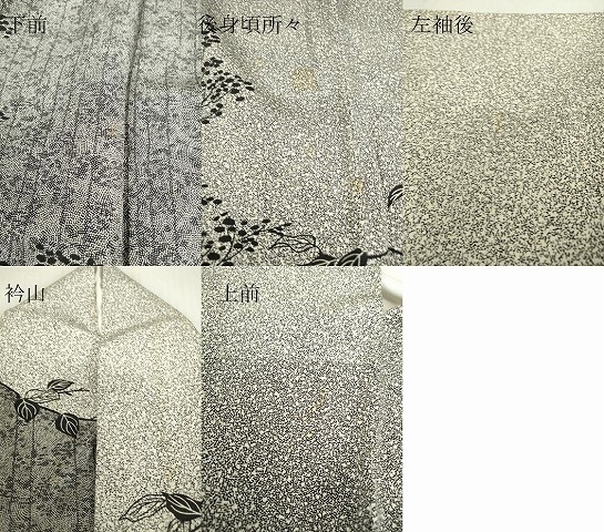 平和屋着物●人間国宝　初代六谷梅軒の息子　二代目　六谷梅軒(六谷博臣)江戸小紋　訪問着　枝花文　たたき染め　黒地　逸品　DABE4041az_8