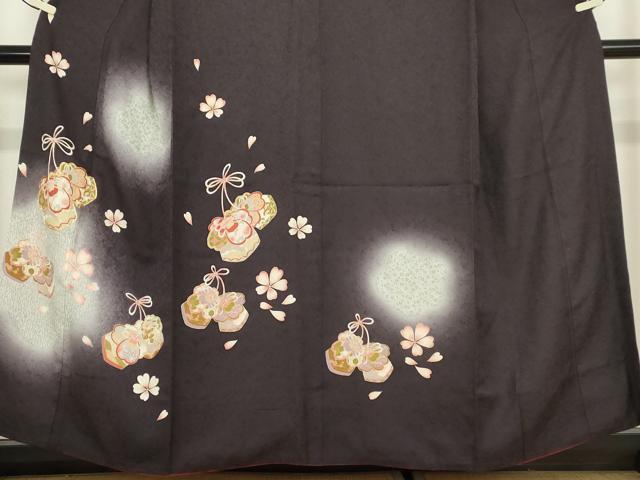 平和屋着物●訪問着　駒刺繍　蛍暈し　巾着に舞桜　正絹　逸品　DABE4047az_3
