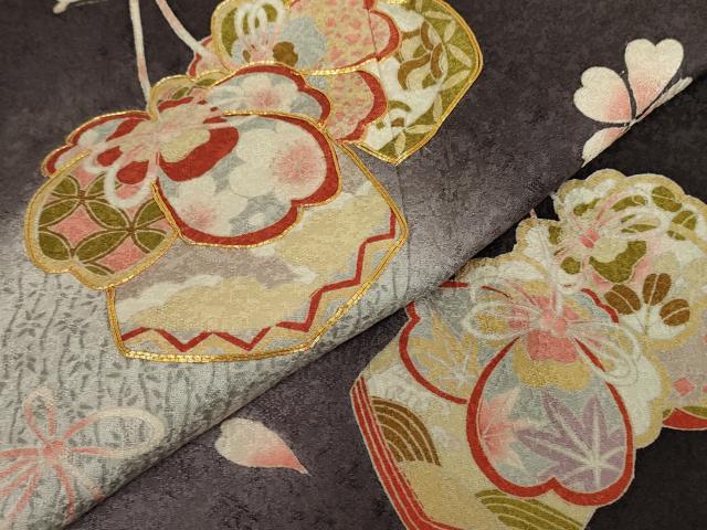 平和屋着物●訪問着　駒刺繍　蛍暈し　巾着に舞桜　正絹　逸品　DABE4047az_5