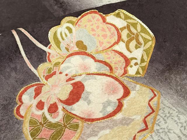 平和屋着物●訪問着　駒刺繍　蛍暈し　巾着に舞桜　正絹　逸品　DABE4047az_6