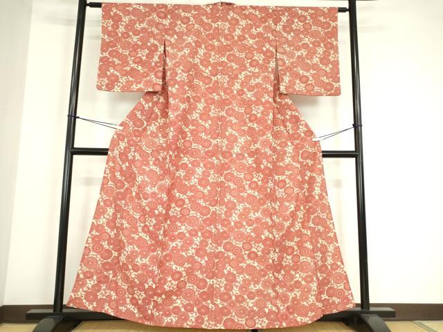 平和屋着物▽小紋　単衣　菊尽くし　洗える着物　DABE4150az_1