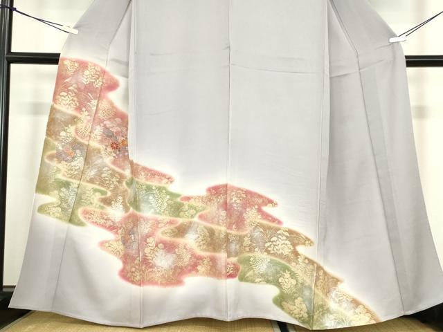 平和屋着物▽中国三大刺繍　スワトウ刺繍　汕頭刺繍　訪問着　単衣　雪輪花文　暈し染め　金彩　正絹　逸品　DABE4189az_3