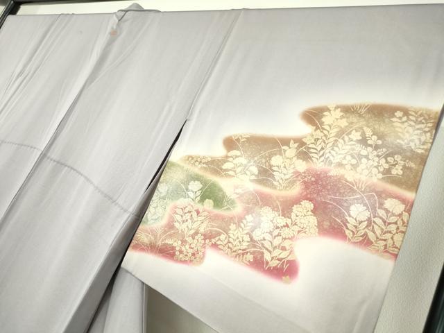 平和屋着物▽中国三大刺繍　スワトウ刺繍　汕頭刺繍　訪問着　単衣　雪輪花文　暈し染め　金彩　正絹　逸品　DABE4189az_2