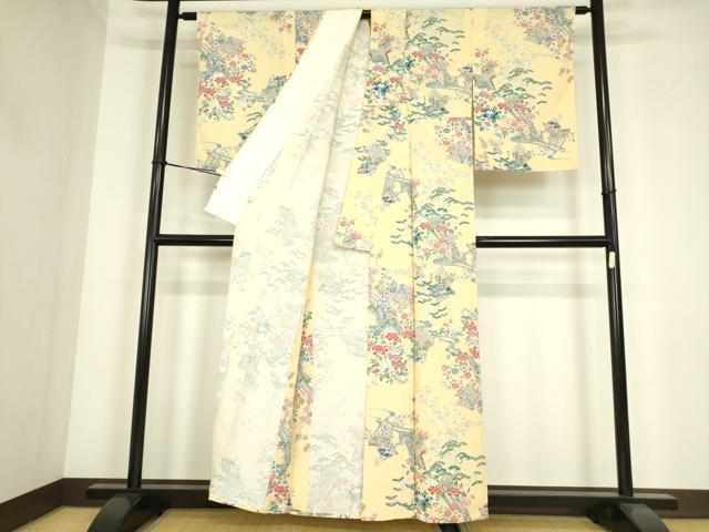 平和屋着物▽上質な小紋　単衣　流水冊子文　正絹　逸品　DABE4349az_2