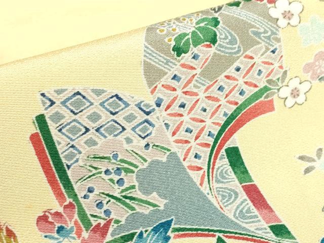 平和屋着物▽上質な小紋　単衣　流水冊子文　正絹　逸品　DABE4349az_5