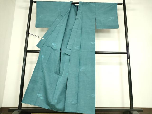 平和屋着物▽上質な紬　単衣　籬文　正絹　逸品　DABE4360az_2