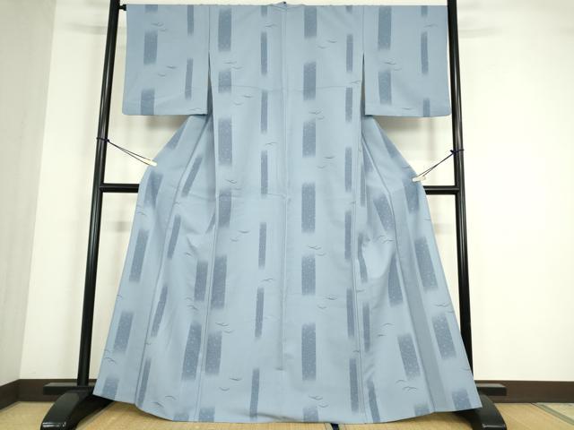 平和屋着物▽小紋　単衣　芝に短冊花文　洗える着物　DABE4419az_1