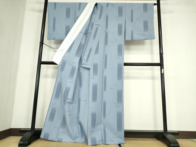 平和屋着物▽小紋　単衣　芝に短冊花文　洗える着物　DABE4419az_2
