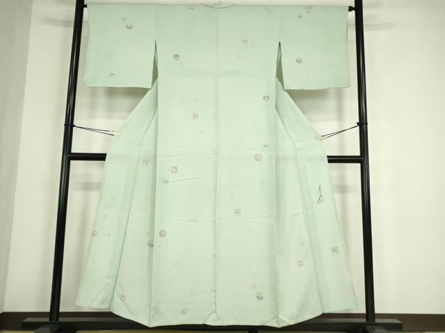平和屋着物▽友禅作家の巨匠　浅井青仁　小紋　単衣　花丸文　金彩　正絹　逸品　DABE4444az_1