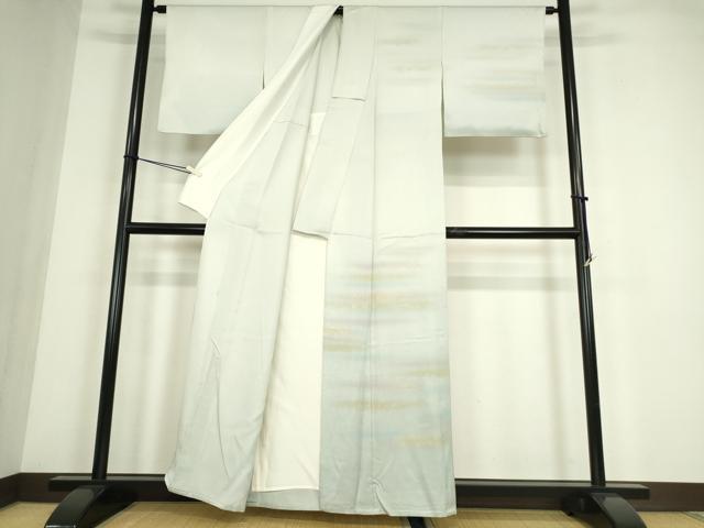 平和屋着物▽人間国宝　福田喜三郎　訪問着　単衣　霞文　金彩　正絹　逸品DABE4451az_2
