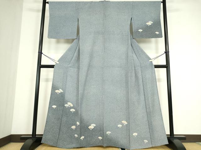 平和屋着物▽訪問着　単衣　扇面花文　たたき染め　正絹　逸品　DABE4458az 23,998円