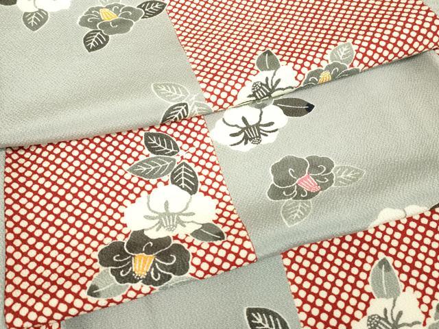 平和屋着物▽上質な小紋　単衣　型染め　市松花文　鬼しぼ縮緬　正絹　逸品　DABE4798az 30,420円