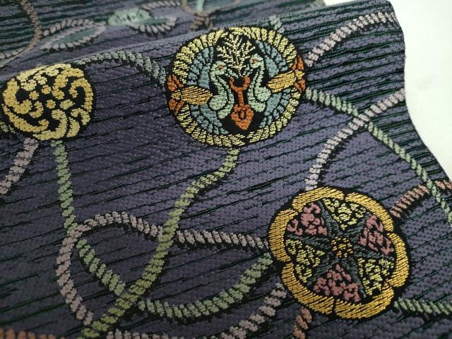平和屋着物●紋屋井関　御寮織　両面　六通柄袋帯　唐織　向かい鳥丸文　金糸　正絹　逸品　DABE5020ps_4