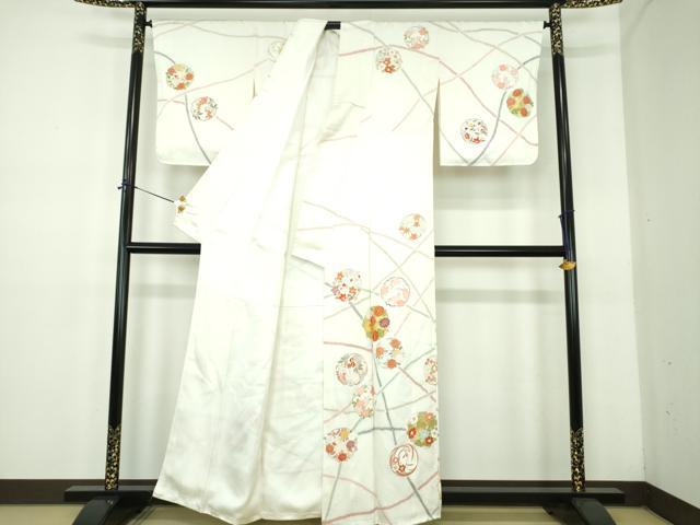 平和屋着物●訪問着　駒刺繍　吉祥花丸文　金彩　正絹　逸品　未使用　DABE5128ps_1