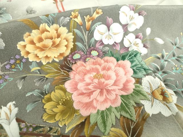 平和屋着物●訪問着　刺繍　御所車風景花文　暈し染め　金彩　正絹　逸品　DABE5161ps_7