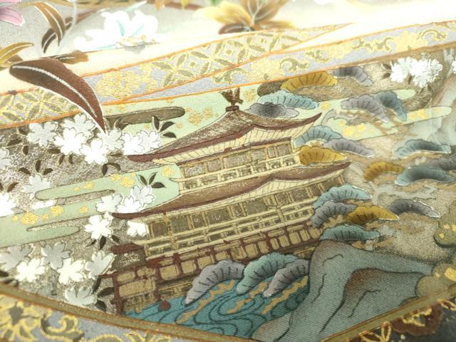 平和屋着物●訪問着　刺繍　御所車風景花文　暈し染め　金彩　正絹　逸品　DABE5161ps_8