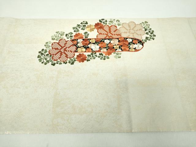 平和屋着物●銀座きしや　太鼓柄袋帯　総刺繍　霞花文　金銀糸　引箔　たとう紙付き　正絹　逸品　DABE5163ps_7