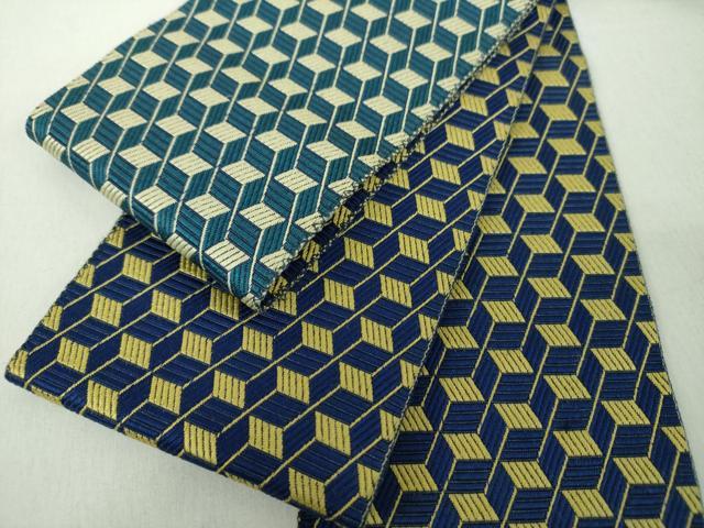 平和屋着物●男性　本場筑前博多織　両面　角帯　変わり間道　正絹　逸品　DABE5247ps