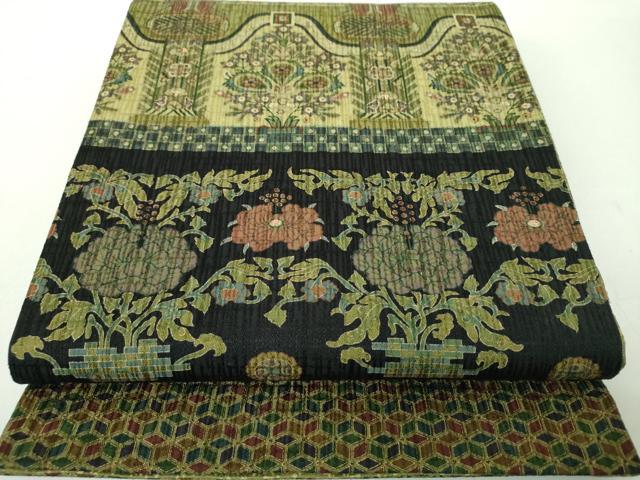 平和屋着物▽太鼓柄袋帯 総刺繍 花唐草舞蝶文 金銀糸 平和屋着物●袋帯　総刺繍　ペイズリー花文　逸品　DAAQ3035ps