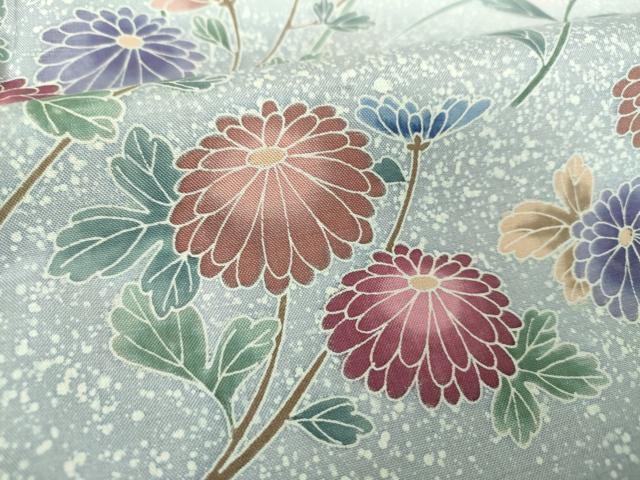 平和屋着物●京友禅の巨匠・頼田勉　臈纈染手描友禅　本場染大島紬　訪問着　草苑　たたき染め　正絹　逸品　DABE5433ps_6