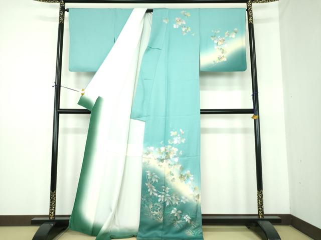 平和屋着物●訪問着　蔦の葉花文　暈し染め　金銀彩　正絹　逸品　DABE5453ps_1