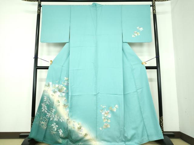 平和屋着物●訪問着　蔦の葉花文　暈し染め　金銀彩　正絹　逸品　DABE5453ps