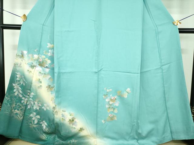 平和屋着物●訪問着　蔦の葉花文　暈し染め　金銀彩　正絹　逸品　DABE5453ps_3