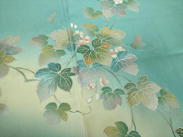 平和屋着物●訪問着　蔦の葉花文　暈し染め　金銀彩　正絹　逸品　DABE5453ps_5
