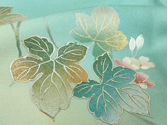 平和屋着物●訪問着　蔦の葉花文　暈し染め　金銀彩　正絹　逸品　DABE5453ps_7