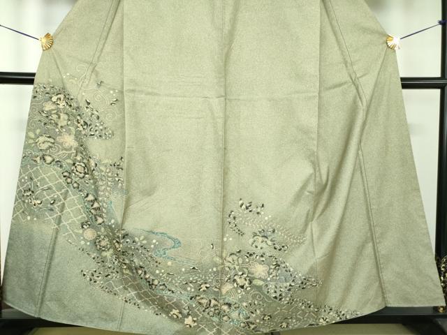 平和屋着物●創業140年　小糸染芸の四代目　小糸敏夫　訪問着　紬地　絞り　辻が花　正絹　逸品　DABE5652ps_3