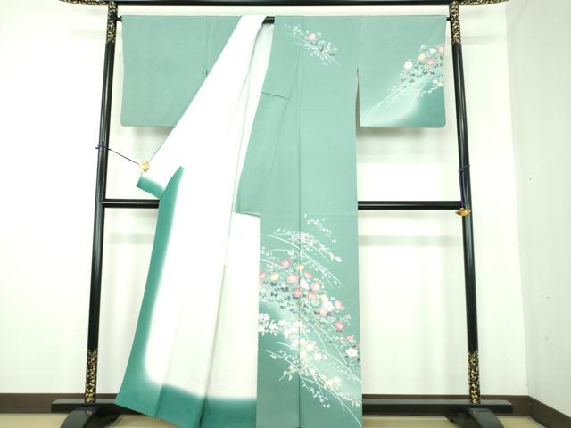 平和屋着物●訪問着　友禅　草花文　暈し染め　正絹　逸品　DABE5695ps_1