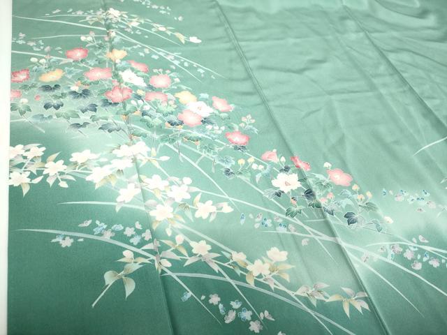 平和屋着物●訪問着　友禅　草花文　暈し染め　正絹　逸品　DABE5695ps_4