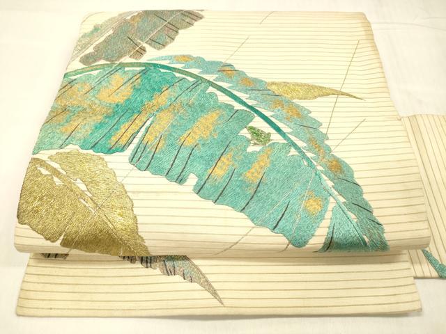 平和屋着物＊夏物　アンティーク　大正ロマン　九寸名古屋帯　駒刺繍　総刺繍　金糸　正絹　逸品　DABE6051cm