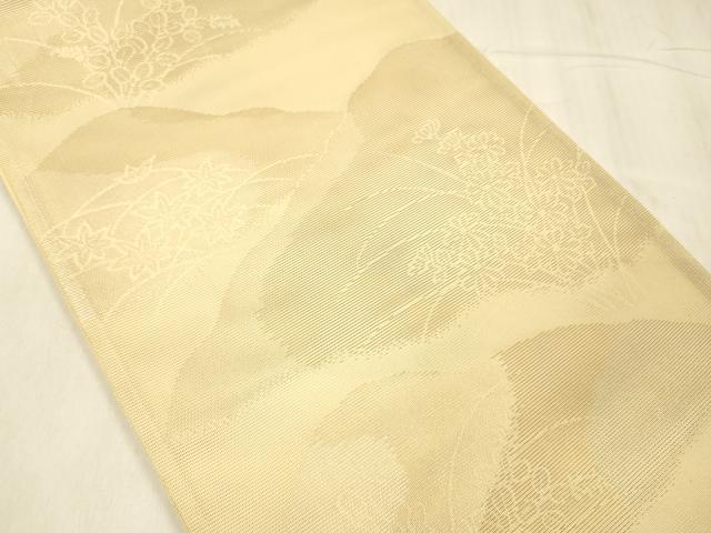 平和屋着物＊夏物 六通柄袋帯 草花文 金銀糸 正絹 逸品 DABE6060cm 