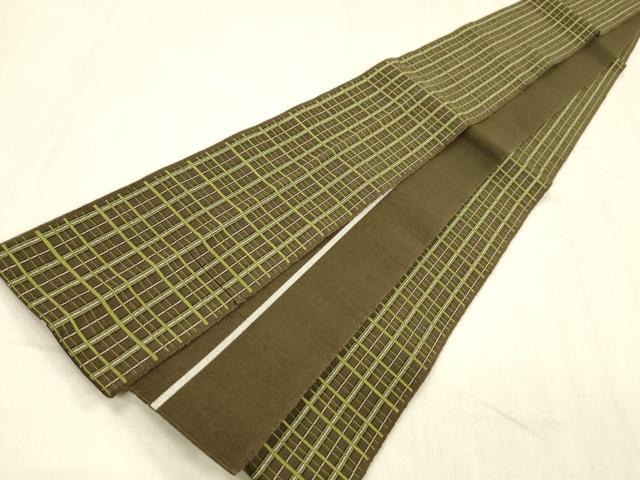 平和屋着物○男性 本場筑前博多織 角帯 格子 正絹 逸品 DABE6245cm
