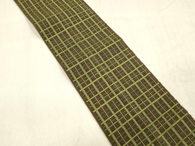 平和屋着物○男性 本場筑前博多織 角帯 格子 正絹 逸品 DABE6245cm