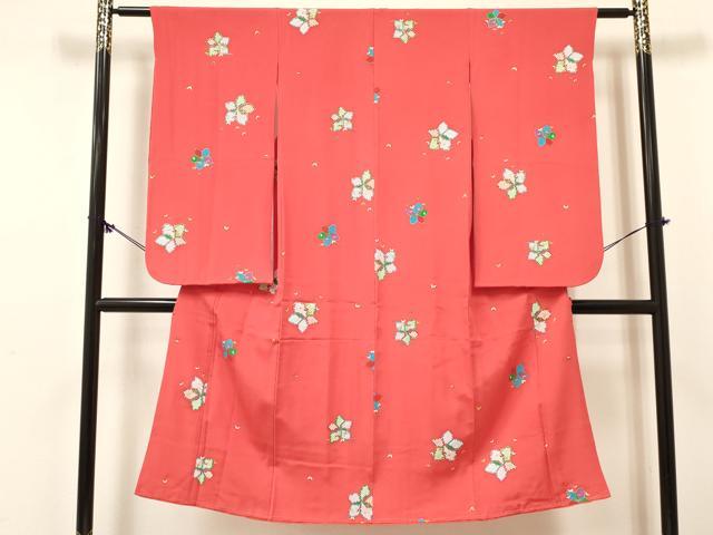 平和屋着物[]七五三　女の子　７歳　祝着　四つ身　襦袢(無双仕立て)セット　花蝶文　金彩　逸品　DABE7028ma_1