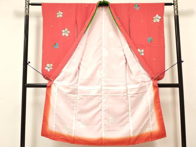 平和屋着物[]七五三　女の子　７歳　祝着　四つ身　襦袢(無双仕立て)セット　花蝶文　金彩　逸品　DABE7028ma_2