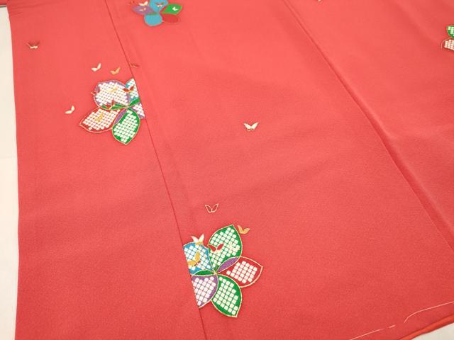 平和屋着物[]七五三　女の子　７歳　祝着　四つ身　襦袢(無双仕立て)セット　花蝶文　金彩　逸品　DABE7028ma_3