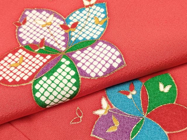 平和屋着物[]七五三　女の子　７歳　祝着　四つ身　襦袢(無双仕立て)セット　花蝶文　金彩　逸品　DABE7028ma_4