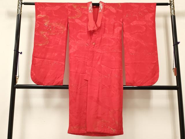 平和屋着物[]アンティーク　大正ロマン　女の子　子供　袷　飛鶴地紋　金銀彩　半衿刺繍　逸品　DABE7060ma 9,100円