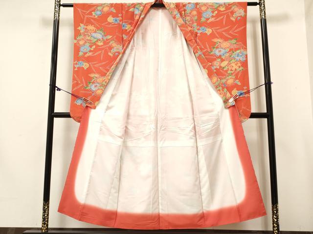 平和屋着物∵女の子　十三参り　子供　祝着　型染　風景花文　逸品　DABE7066ma_1