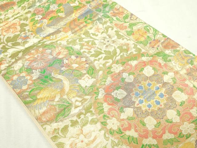 平和屋本店▼六通柄袋帯　唐花更紗華紋　ｋ24金箔織　正絹　24ｋ　逸品　DABE9116sf_1