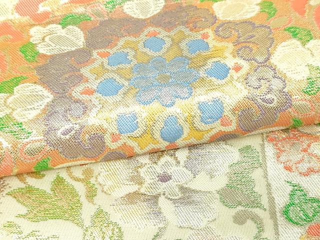 平和屋本店▼六通柄袋帯　唐花更紗華紋　ｋ24金箔織　正絹　24ｋ　逸品　DABE9116sf_2