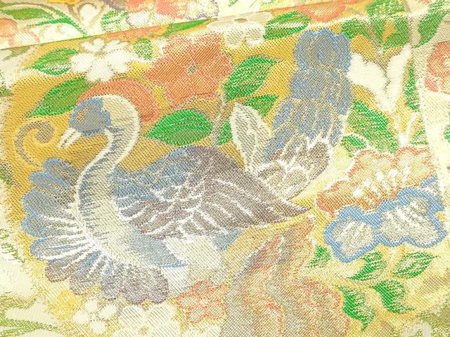 平和屋本店▼六通柄袋帯　唐花更紗華紋　ｋ24金箔織　正絹　24ｋ　逸品　DABE9116sf_3