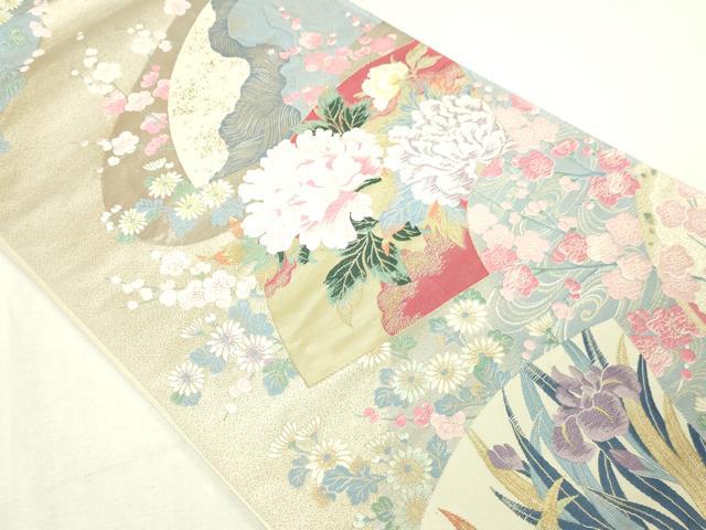 平和屋本店▼「美しいキモノ」お馴染みのメーカー　となみ織物　六通柄袋帯　地紙草花文　純金箔　正絹　24ｋ　逸品　DABE9130sf_1