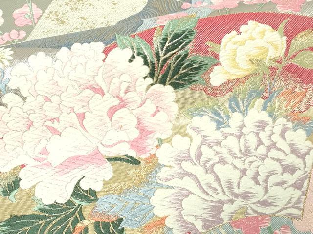平和屋本店▼「美しいキモノ」お馴染みのメーカー　となみ織物　六通柄袋帯　地紙草花文　純金箔　正絹　24ｋ　逸品　DABE9130sf_3