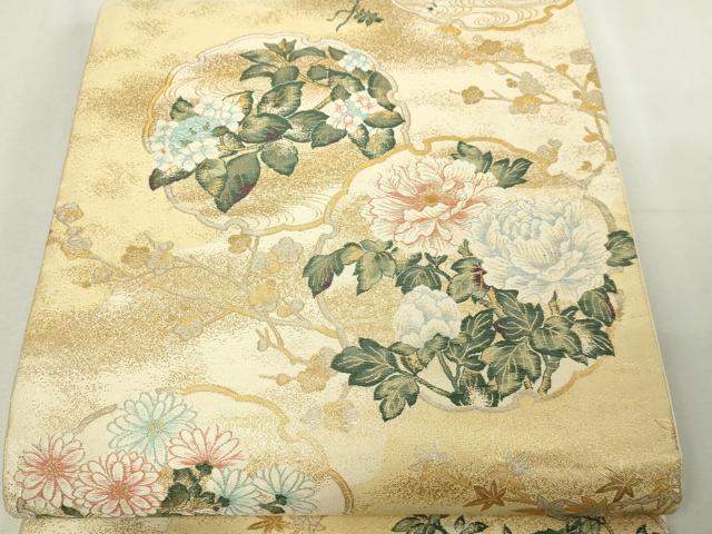 平和屋本店▼六通柄袋帯　錦繍雪輪文　本金箔　正絹　24ｋ　逸品　 DABE9133sf