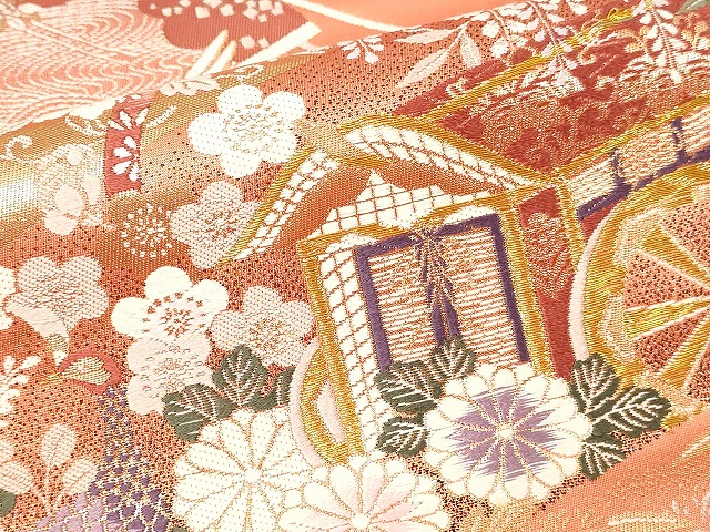 平和屋本店▼九寸名古屋帯　唐織　几帳吉祥文　九百錦　純金箔　二重織　正絹　24ｋ　逸品　DABE9151sf_3