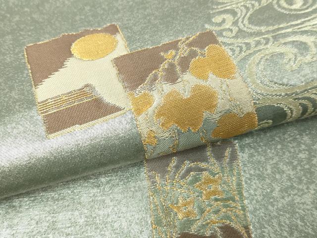 平和屋本店▼松尾光琳　六通柄袋帯　本金琳派紅白梅図　正絹　逸品　DABE9175sf_2
